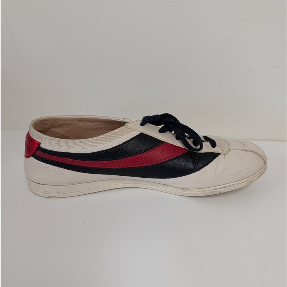 Gucci Falacer Web Low Top Sneakers Unisex Mens US 7/EU40 Leather Striped Logo - Picture 4 of 9